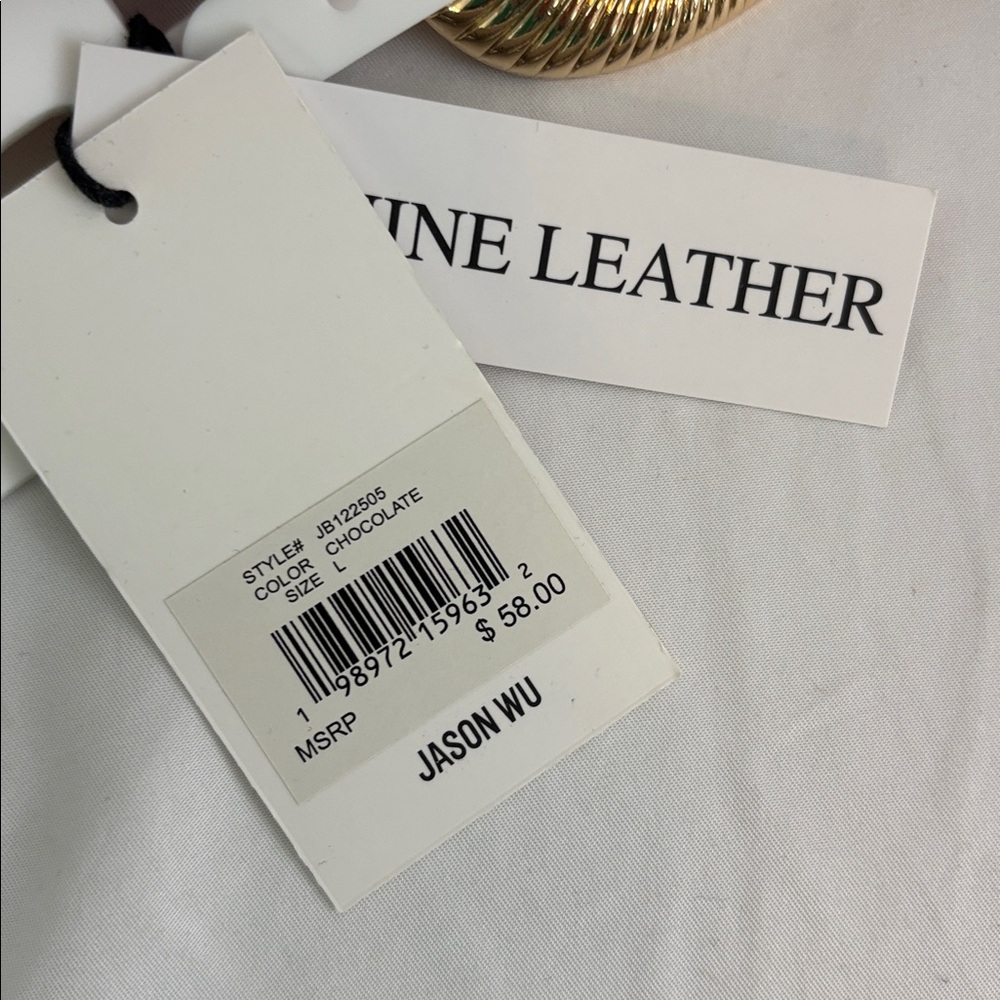 NWT Jason Wu Genuine leather belt w/gold color hardware…color-chocolate… - Picture 3 of 5